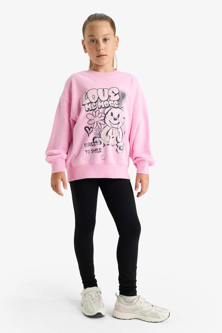 Girl Oversize Fit Crew Neck Printed Sweatshirt