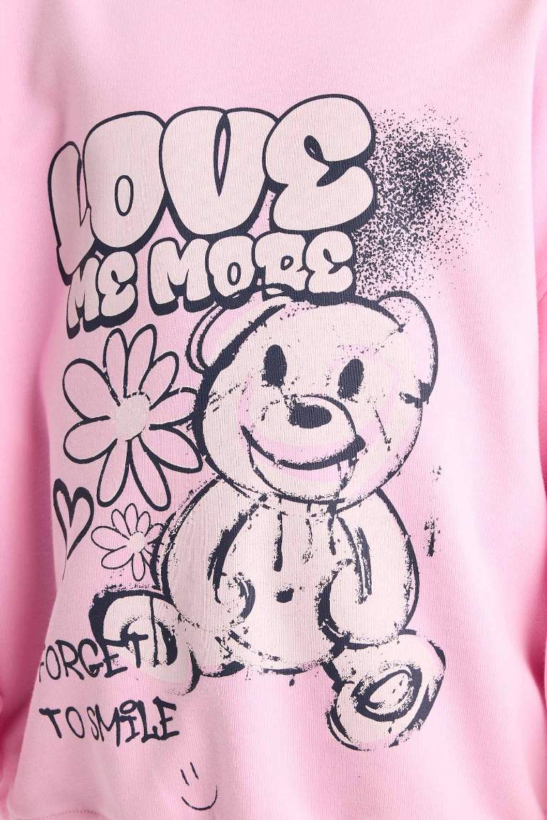Girl Oversize Fit Crew Neck Printed Sweatshirt