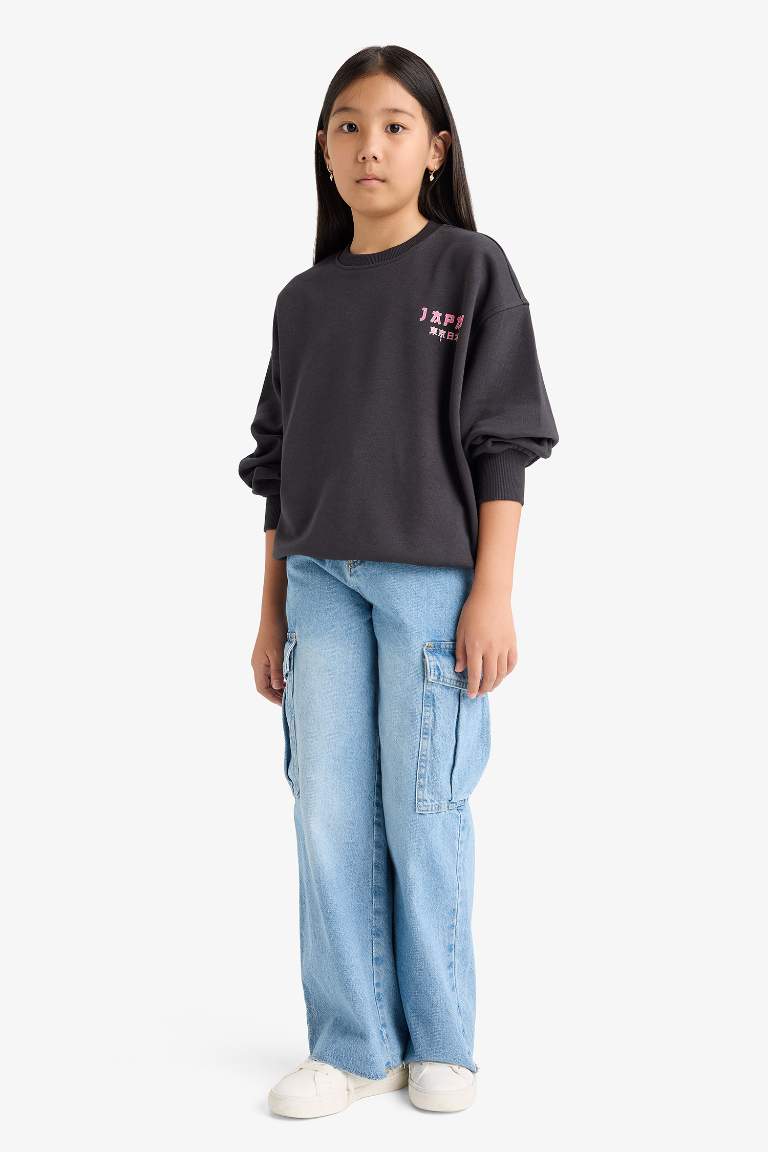 Girl Oversize Fit Crew Neck Sweatshirt