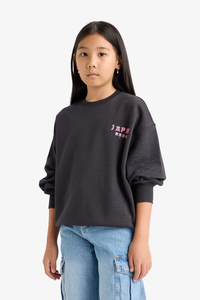 Girl Oversize Fit Crew Neck Sweatshirt