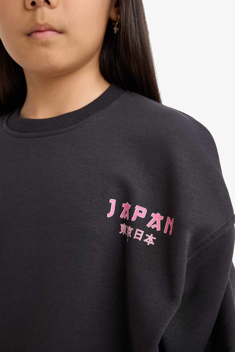 Girl Oversize Fit Crew Neck Sweatshirt