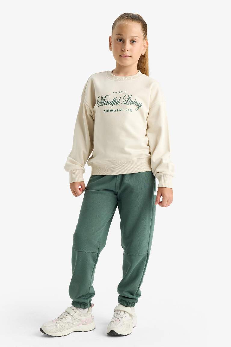 Girl Relax Fit Crew Neck Printed Sweatshirt