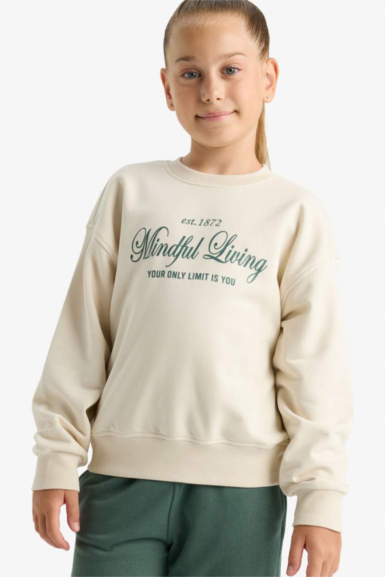 Girl Relax Fit Crew Neck Printed Sweatshirt