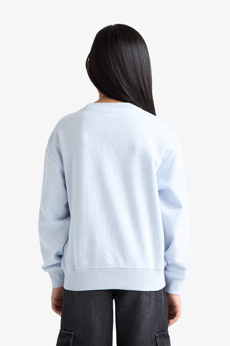 Girl Relax Fit Crew Neck Printed Sweatshirt