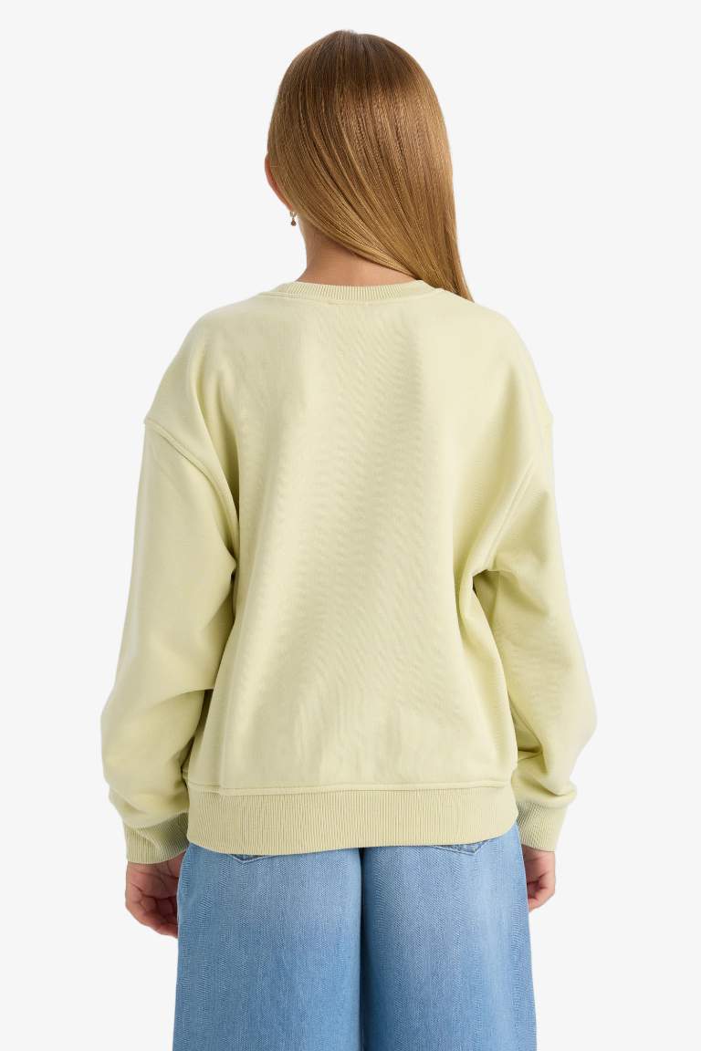 Girl Relax Fit Crew Neck Printed Sweatshirt