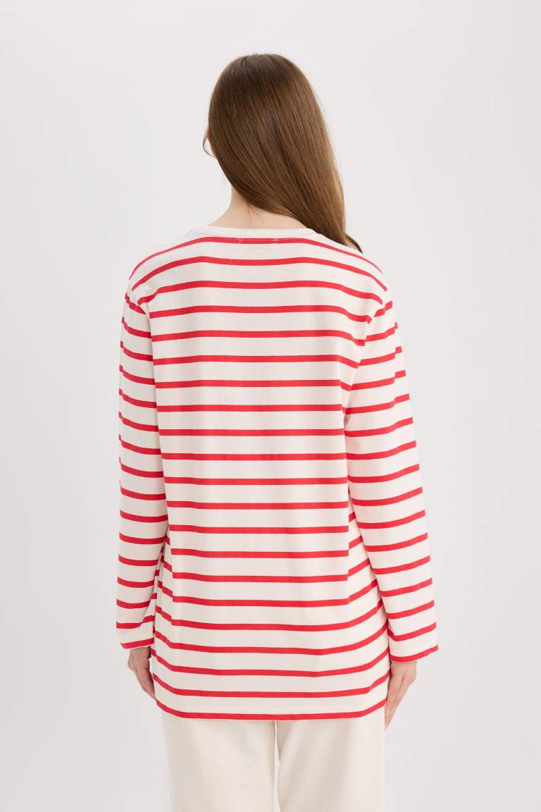 Regular Fit Striped Crew Neck Long Sleeve T-Shirt