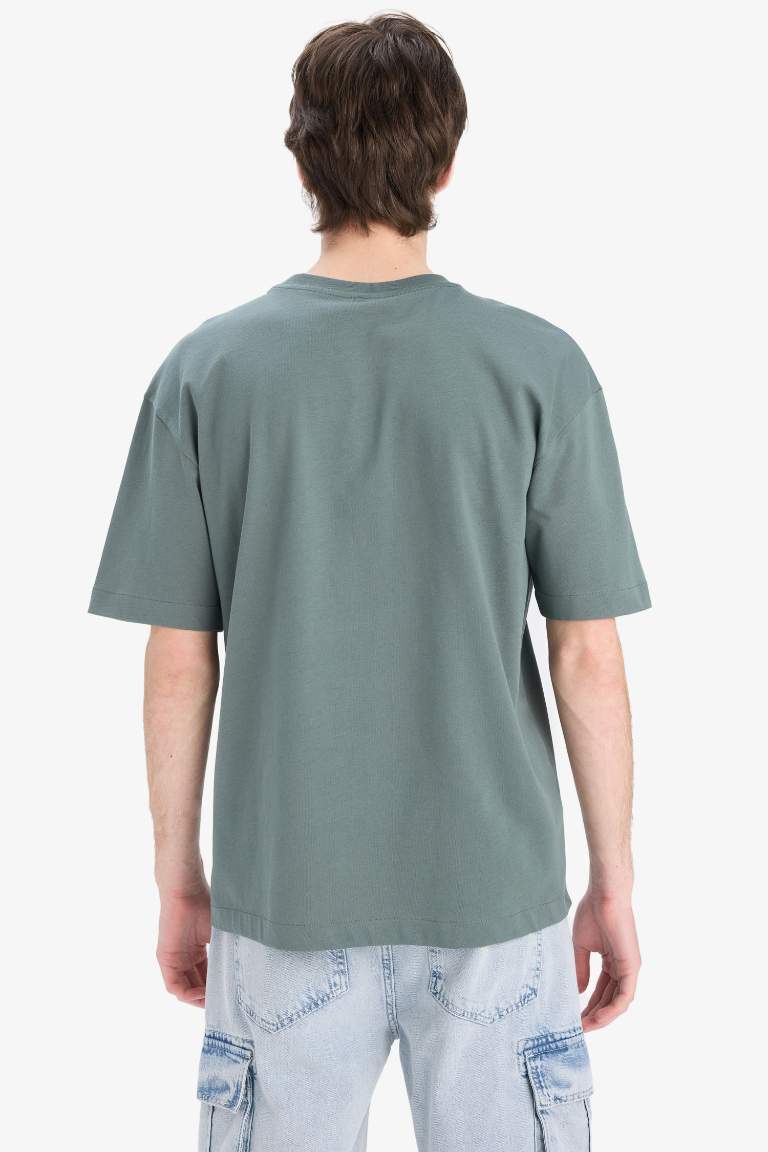 Oversize Geniş Kalıp Bisiklet Yaka Basic Düz Kısa Kollu Tişört
