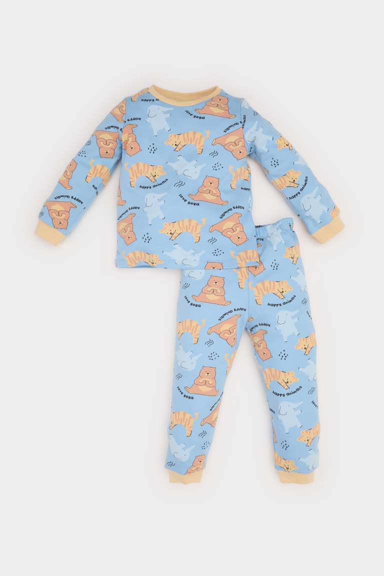 Baby Boy Animal Patterned Long Sleeve 2 Piece Pajama Set