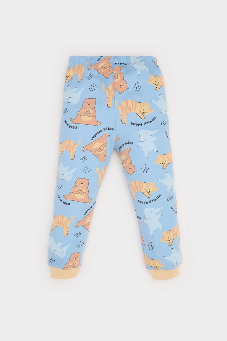 Baby Boy Animal Patterned Long Sleeve 2 Piece Pajama Set