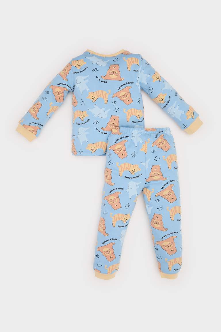 Baby Boy Animal Patterned Long Sleeve 2 Piece Pajama Set