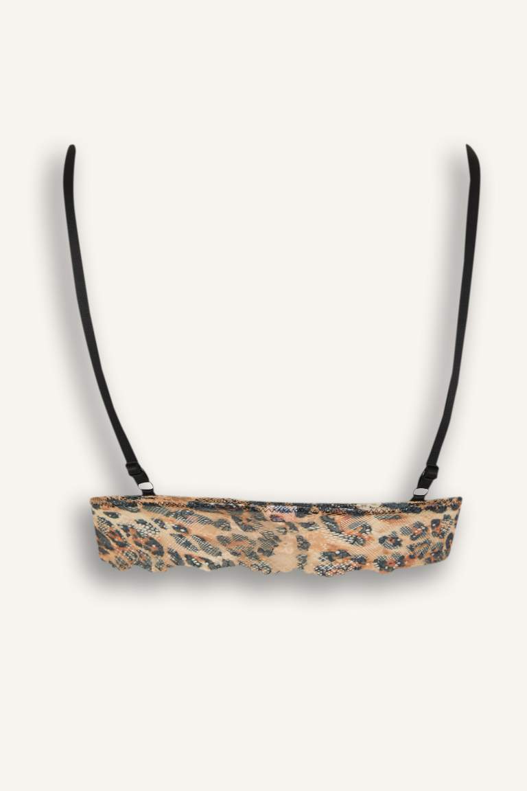 Fall in Love Leopar Desenli Pedli Dantelli Dantel Bralet