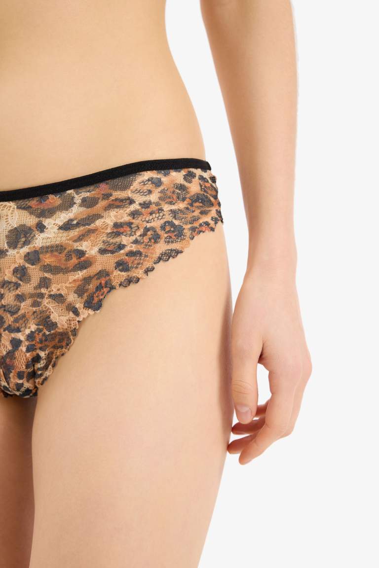 Leopar Desenli Dantelli Brazilian Külot-Fall in Love