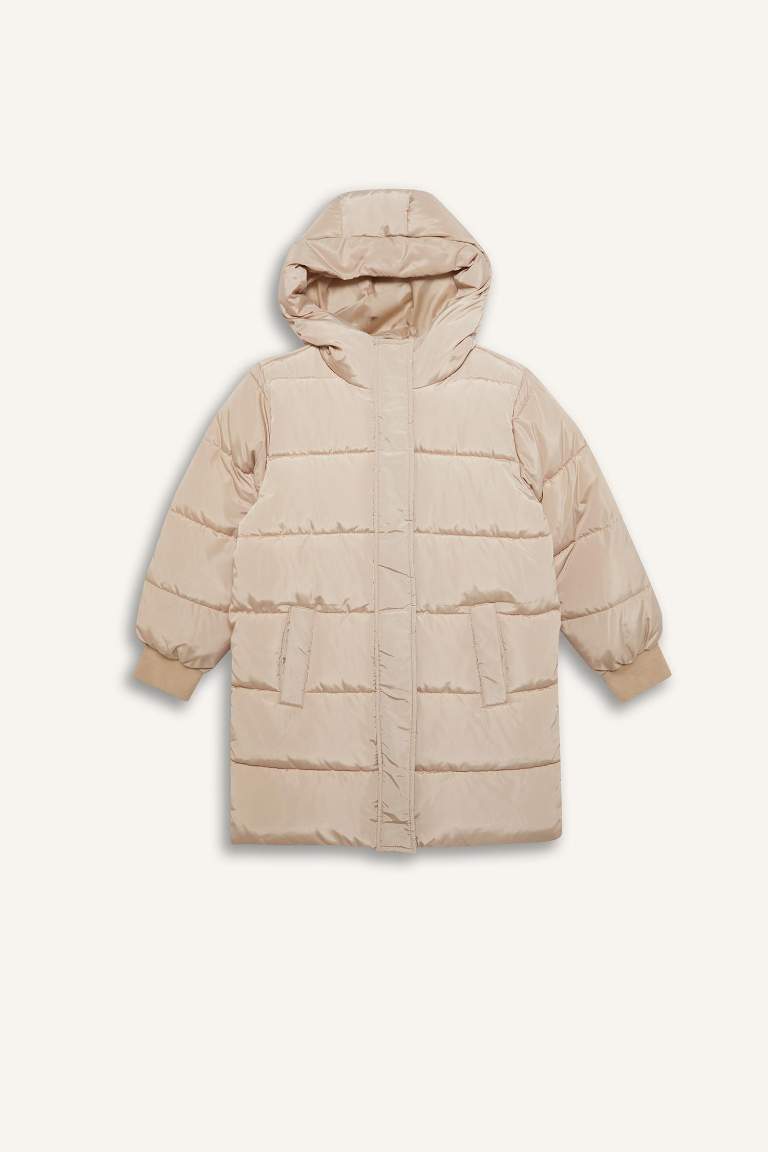 Girl Hooded Zippered Waterproof Puffer Jacket
