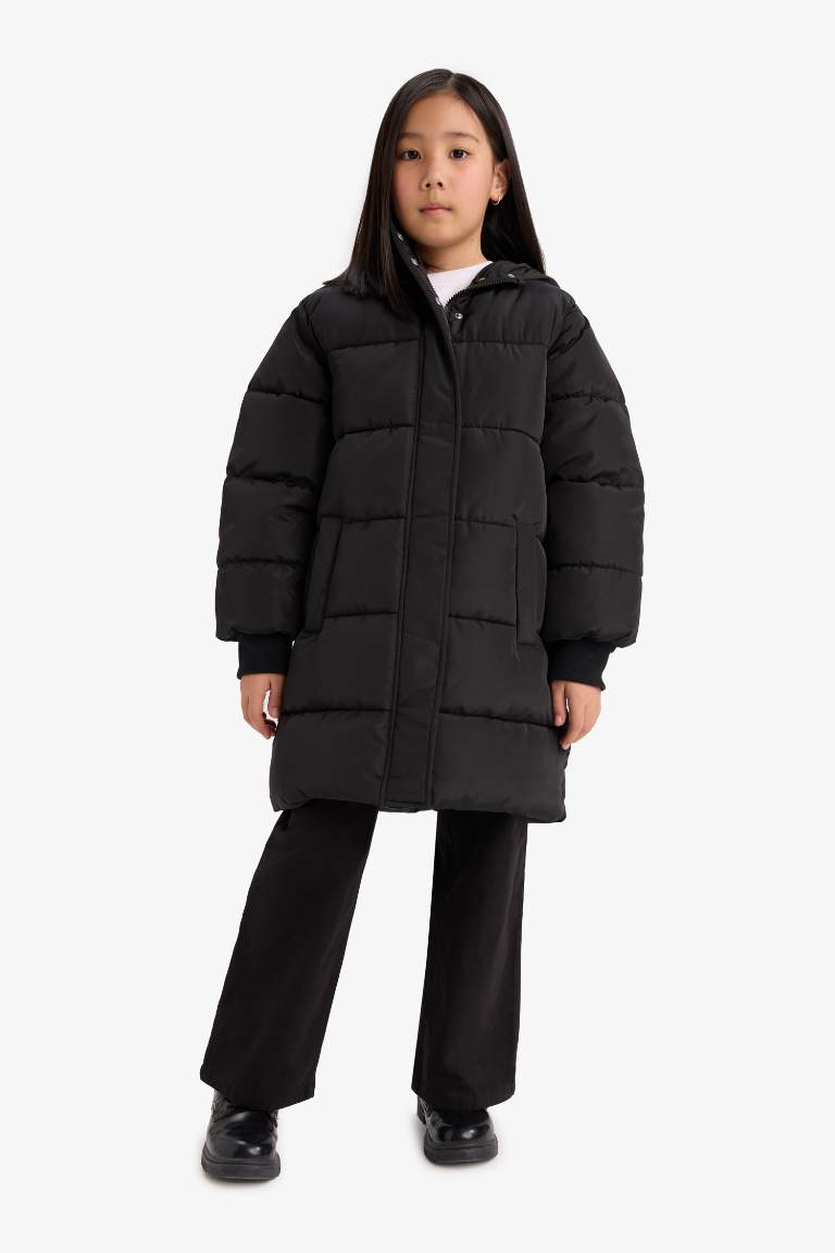 Girl Hooded Zippered Waterproof Puffer Jacket
