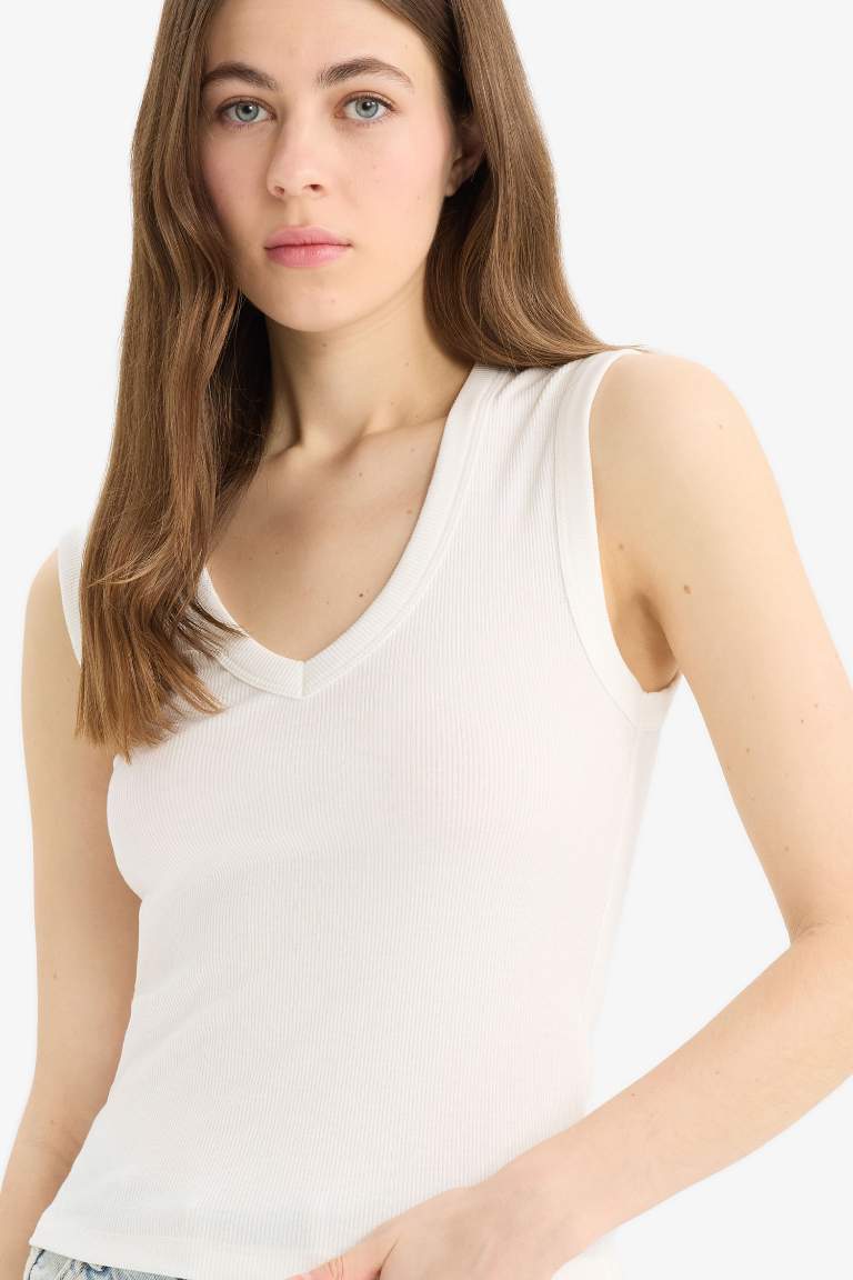 Slim Fit Ribana V-Neck Tank Top