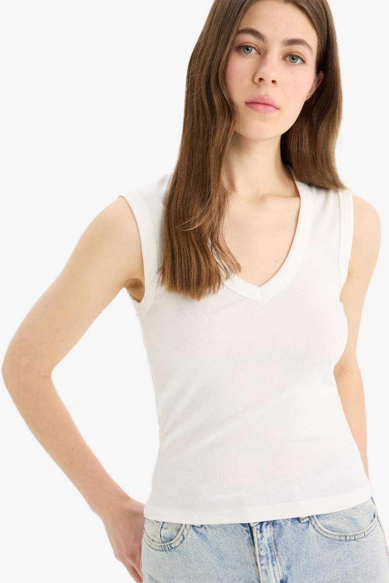 Slim Fit Ribana V-Neck Tank Top