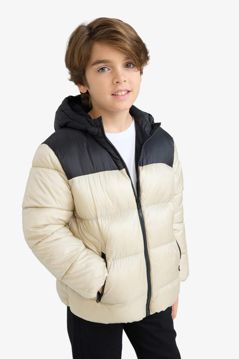 Boy Hooded Zippered Waterproof Puffer Jacket