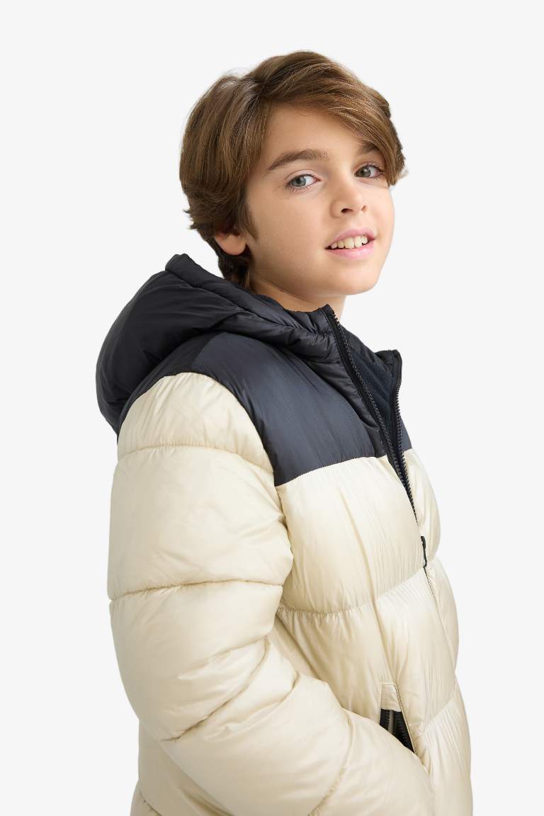 Boy Hooded Zippered Waterproof Puffer Jacket