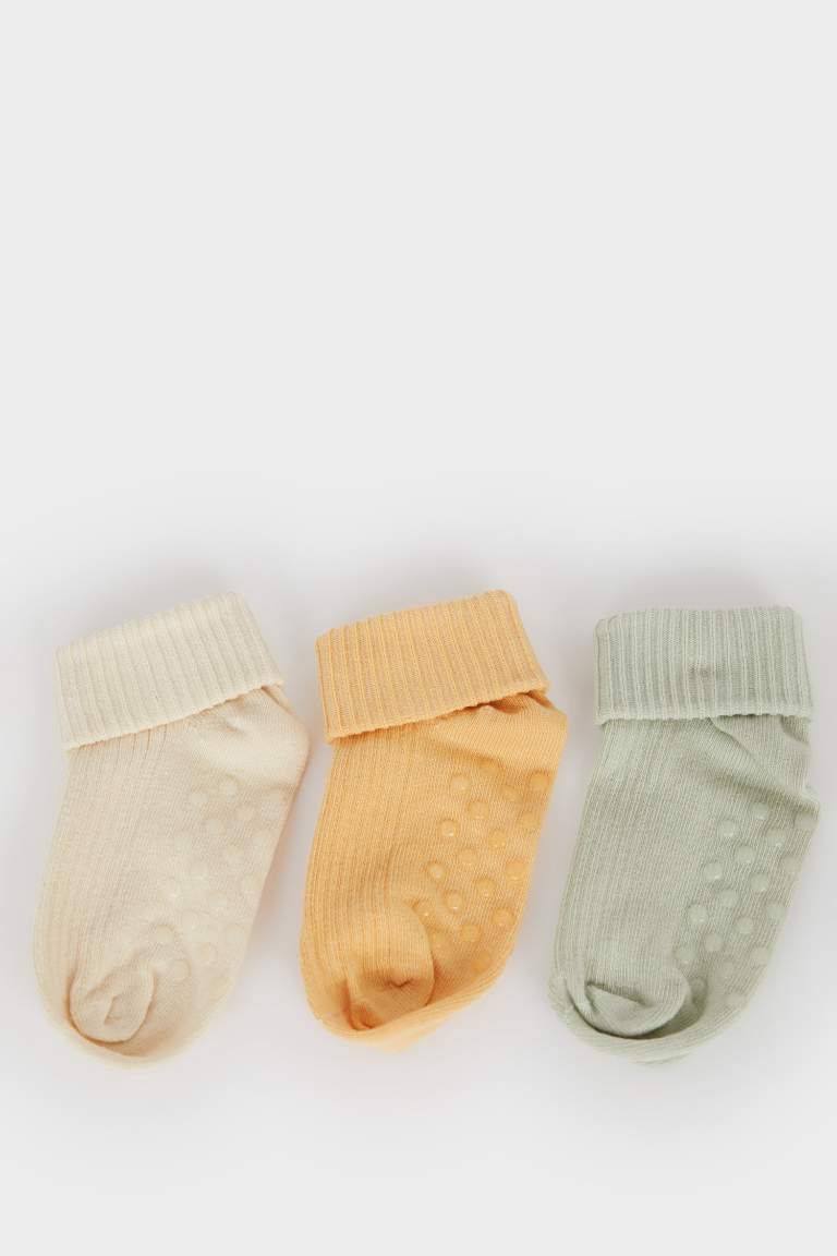 Baby Boy Non-Slip Sole 3 Piece Cotton Long Socks