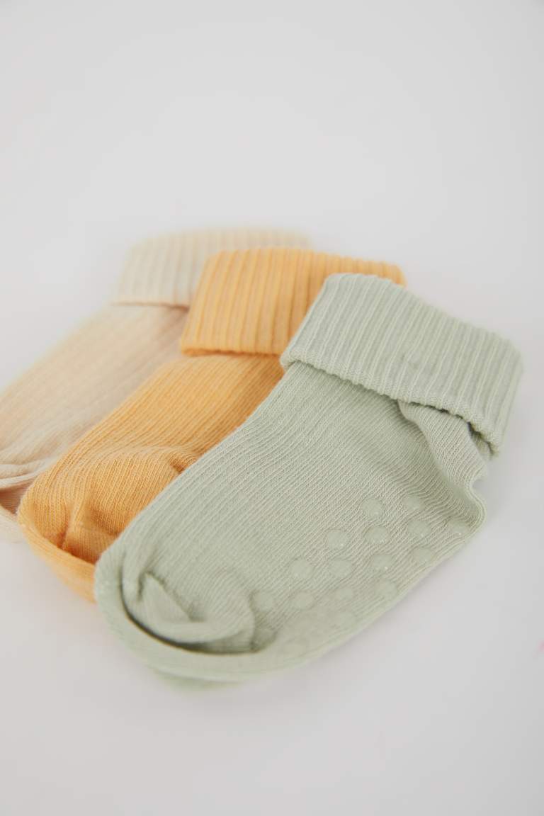 Baby Boy Non-Slip Sole 3 Piece Cotton Long Socks