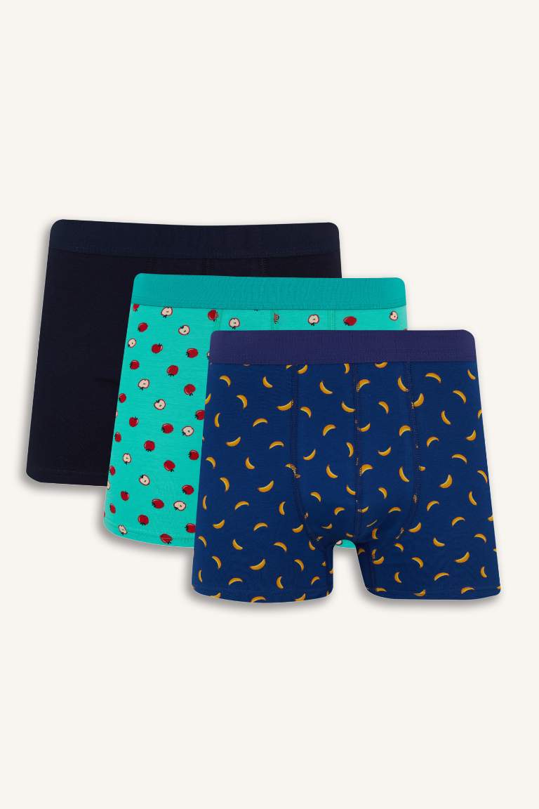 Regular Fit Meyve Desenli 3'lü Boxer