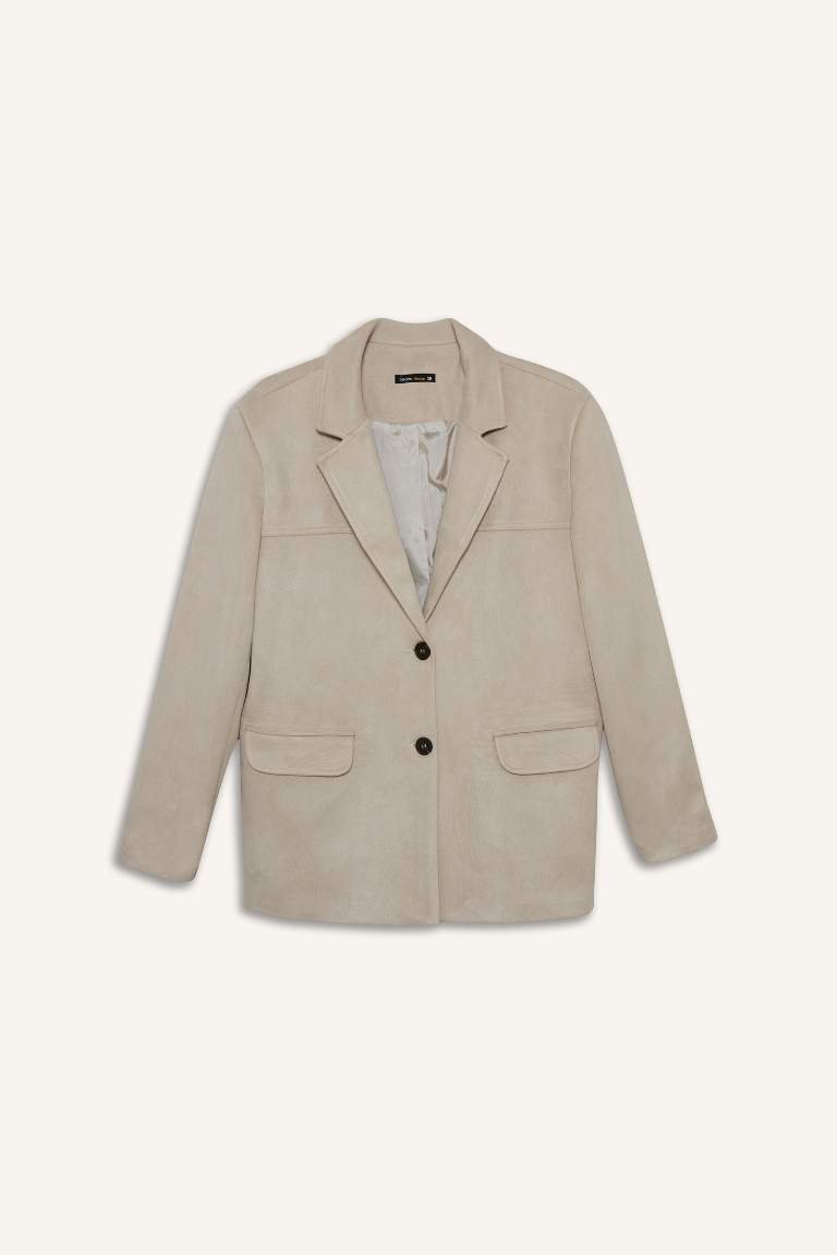 Regular Fit Ceket Yaka Süet Blazer Ceket