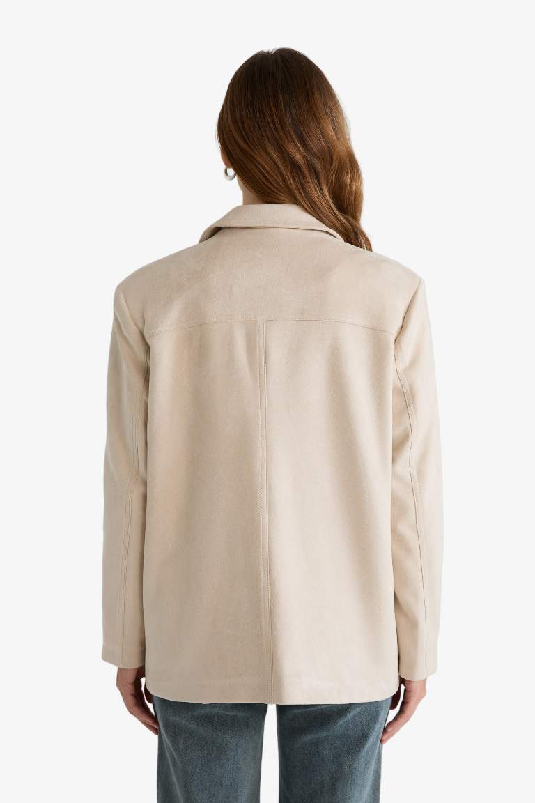 Veste blazer en suédine à col tailleur Coupe régulière