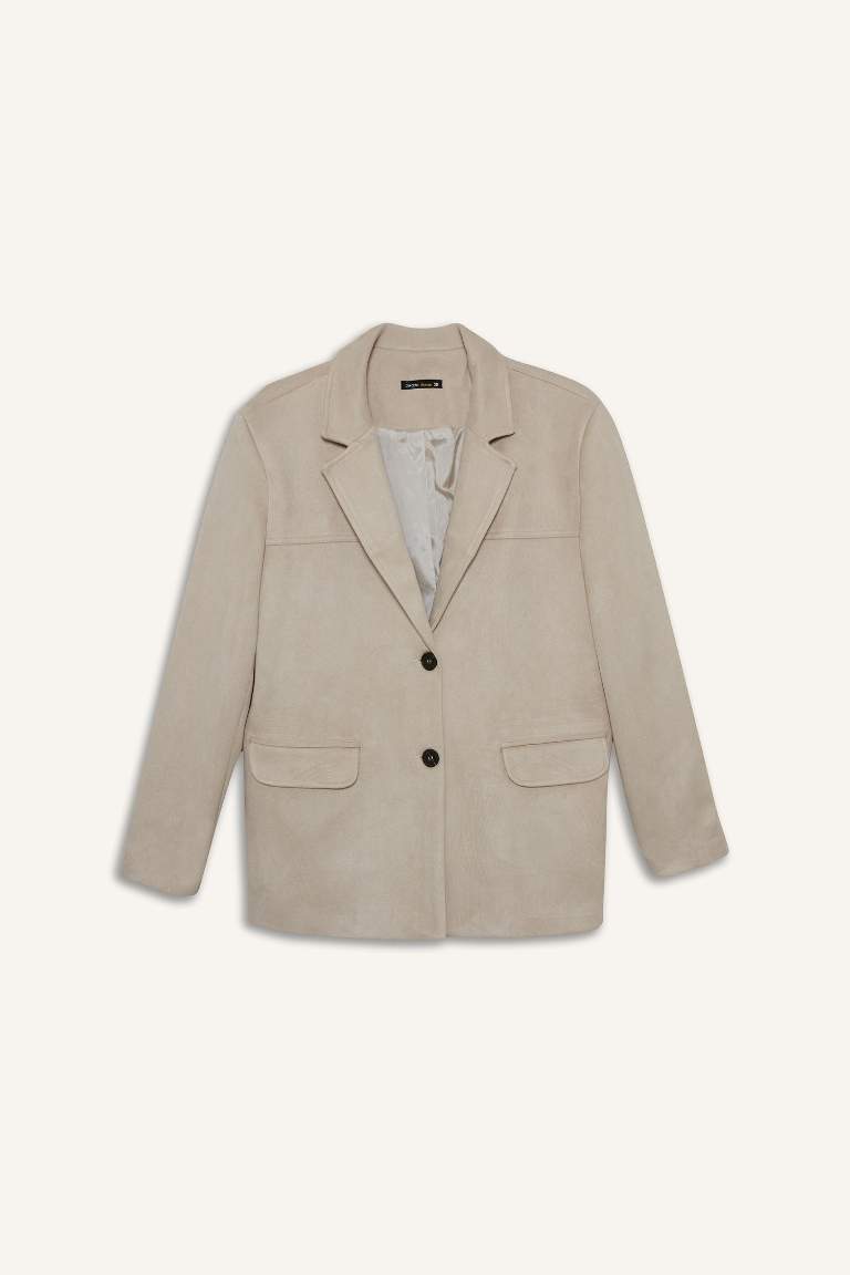 Veste blazer en suédine à col tailleur Coupe régulière