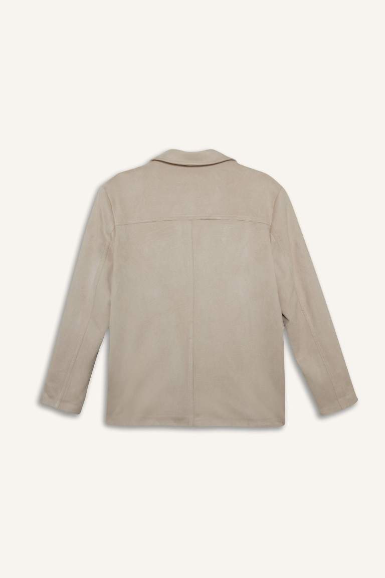 Veste blazer en suédine à col tailleur Coupe régulière