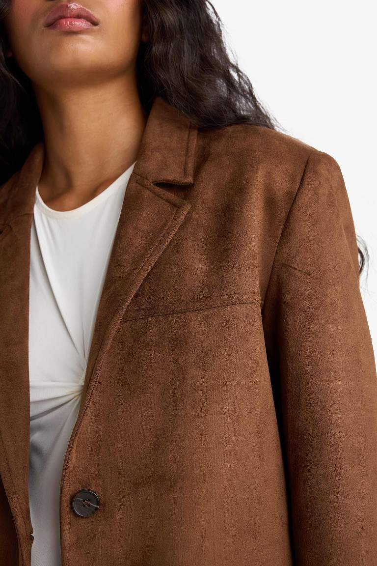 Regular Fit Ceket Yaka Süet Blazer Ceket
