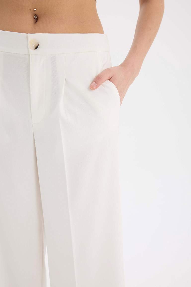 Baggy Fit Zippered High Waist Standard Length Trousers