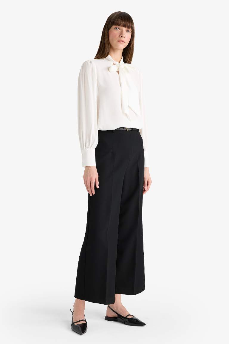 Culotte Yüksek Bel Düz Paça Pantolon