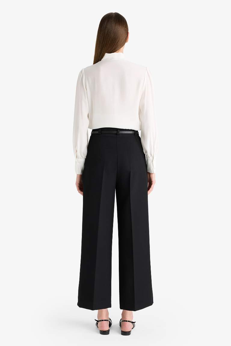 Culotte Yüksek Bel Düz Paça Pantolon