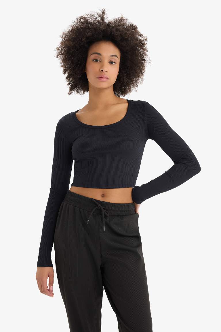 DeFactoFit Crew Neck Sports Crop T-Shirt