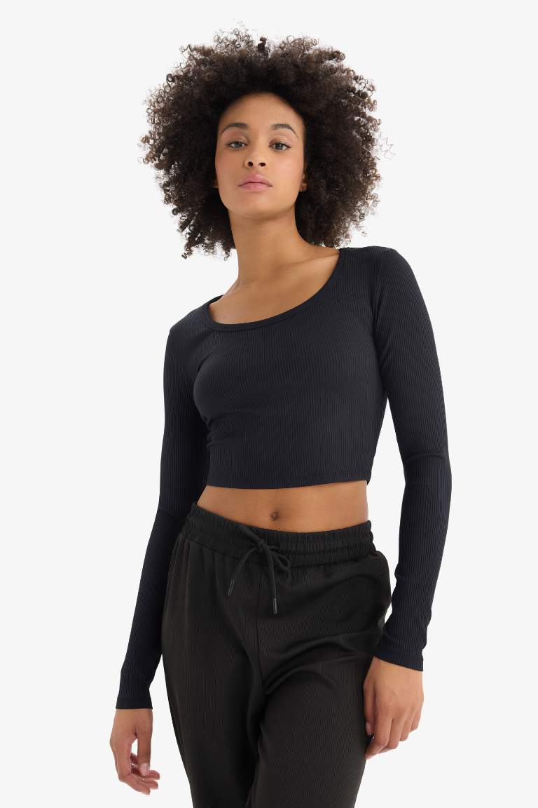 DeFactoFit Crew Neck Sports Crop T-Shirt