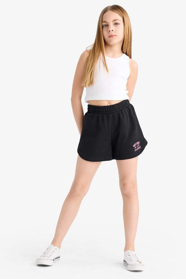 Short imprimé à taille élastique pour fille