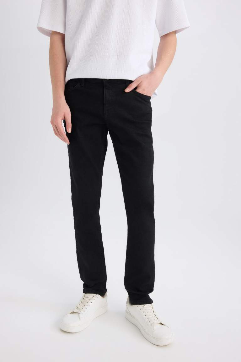 Carlo Skinny Fit Ekstra Dar Kalıp Normal Bel Ekstra Dar Paça Siyah Jean Pantolon