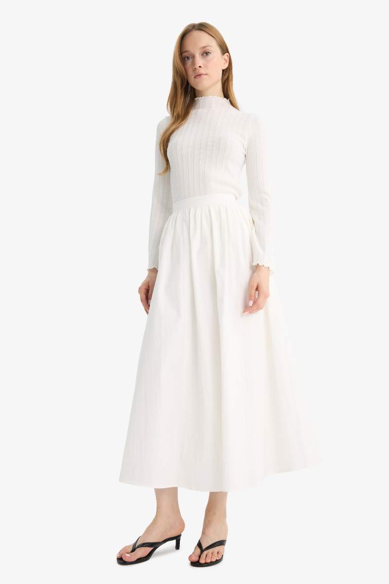 A Kesim Basic Düz Poplin Maxi Tesettür Etek