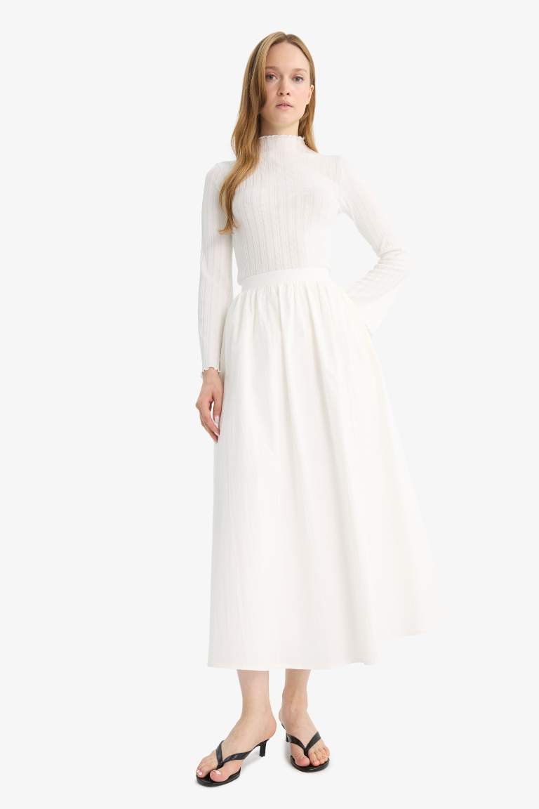 A Kesim Basic Düz Poplin Maxi Tesettür Etek