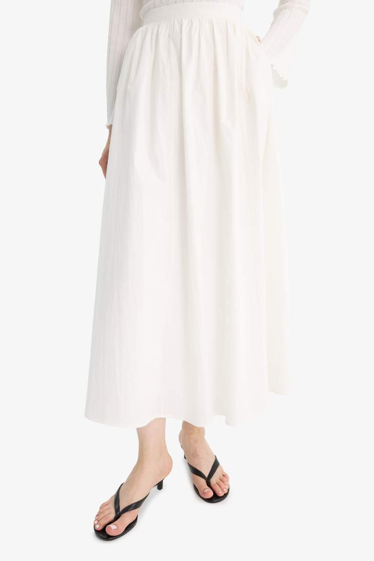 A Kesim Basic Düz Poplin Maxi Tesettür Etek