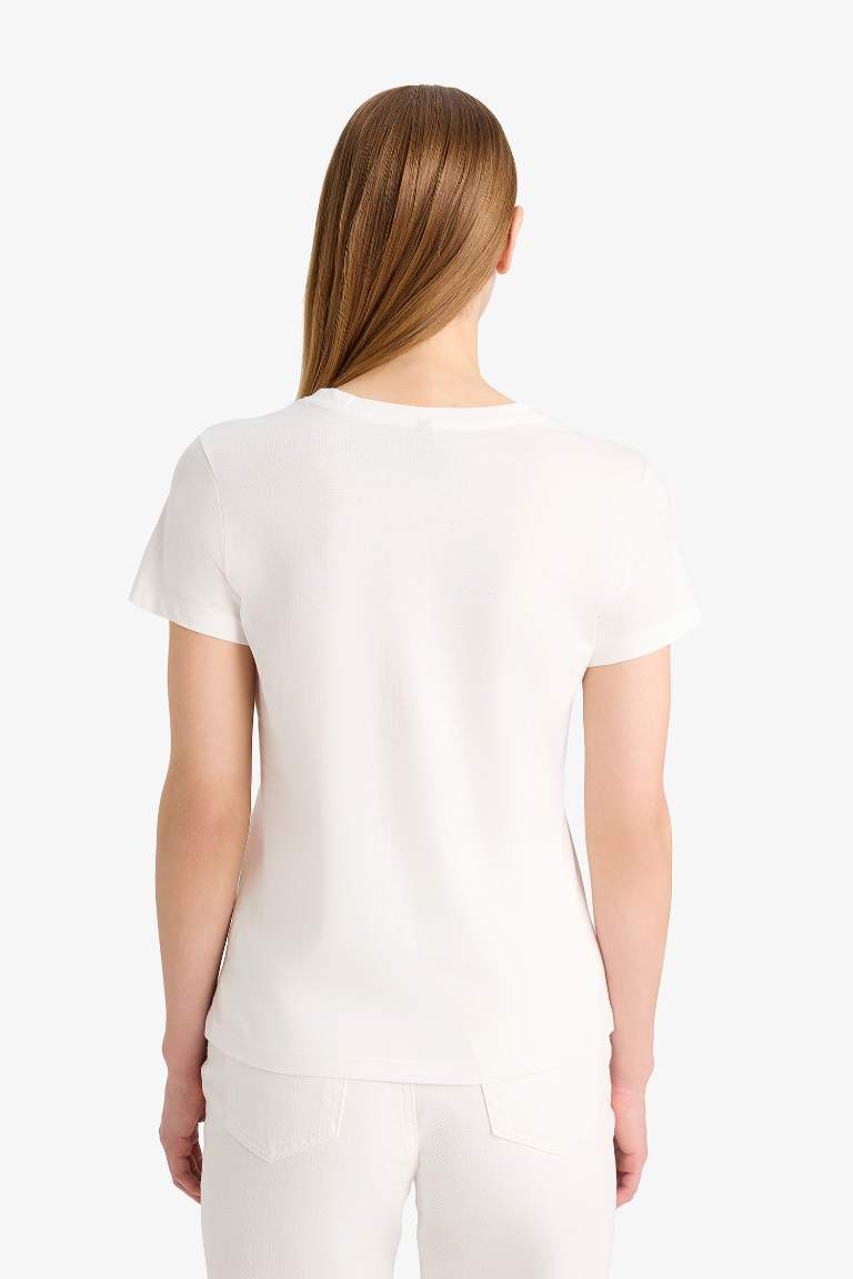 Regular Fit Crew Neck Sea Printed T-Shirt