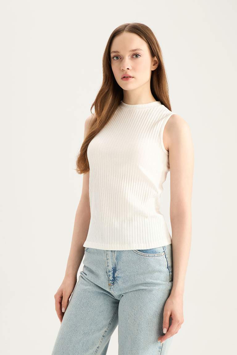 Regular Fit Basic Ribbed Camisole Sleeveless T-Shirt