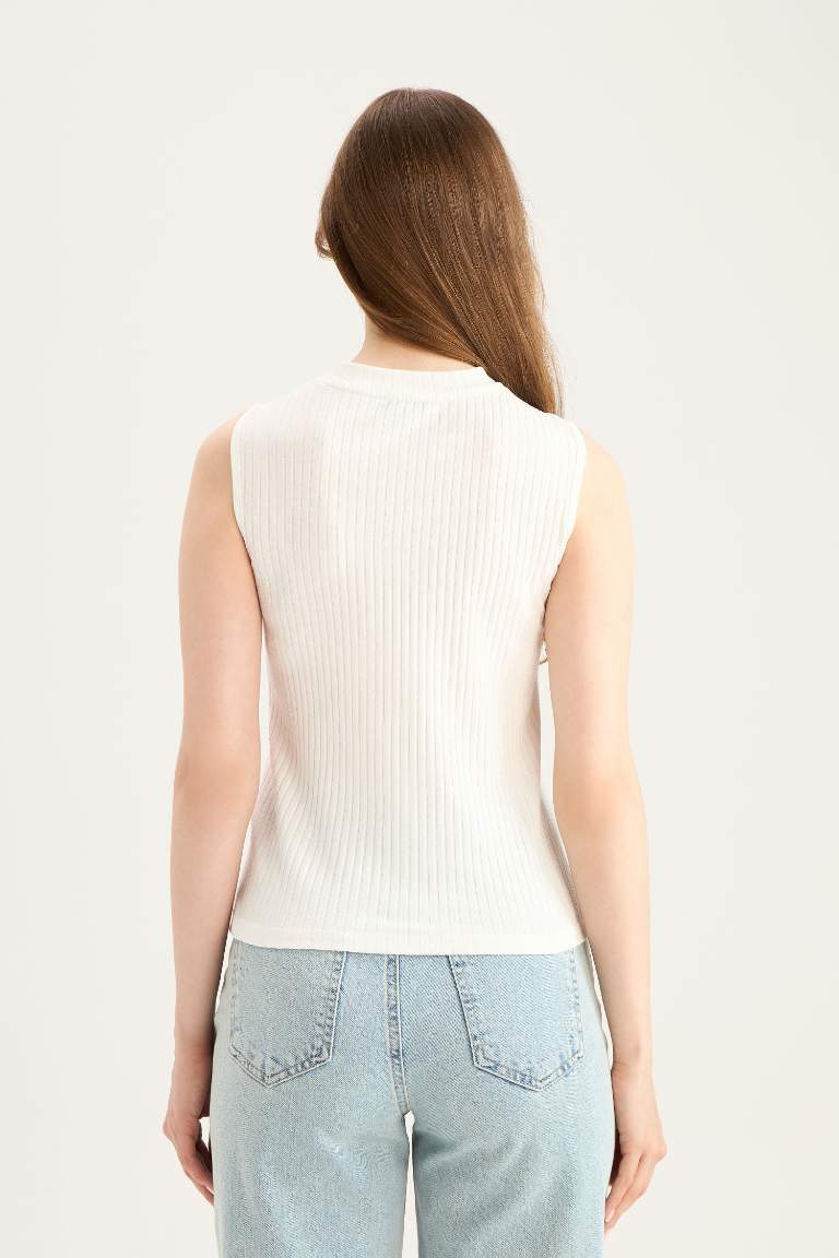 Regular Fit Basic Ribbed Camisole Sleeveless T-Shirt