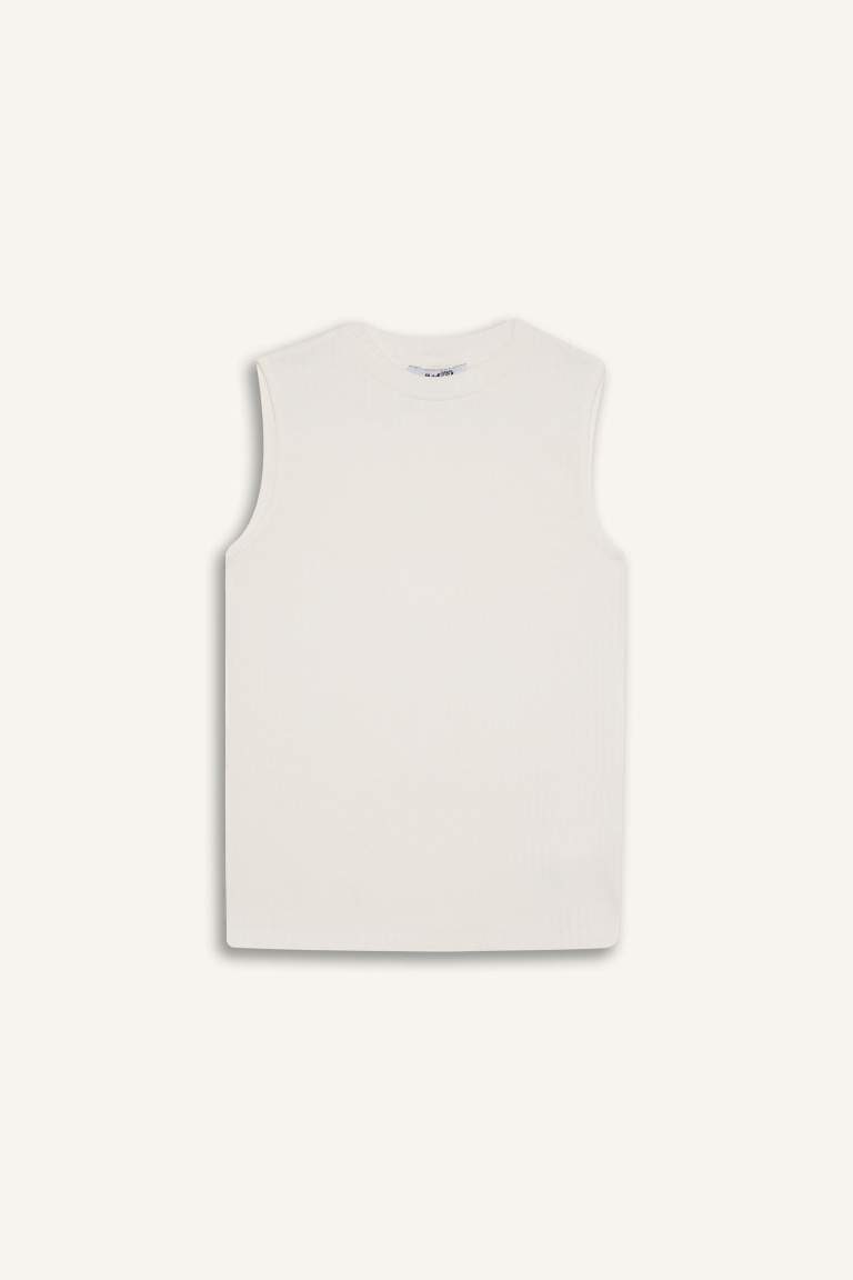 Regular Fit Basic Ribbed Camisole Sleeveless T-Shirt