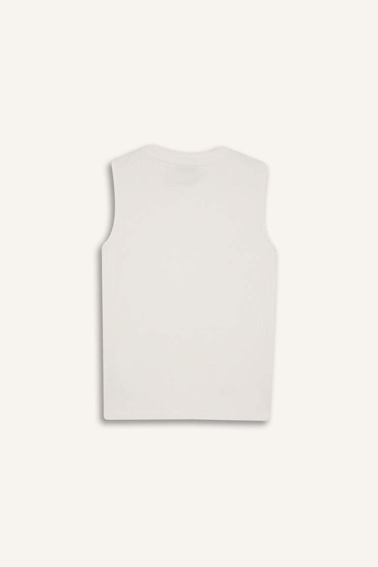 Regular Fit Basic Ribbed Camisole Sleeveless T-Shirt