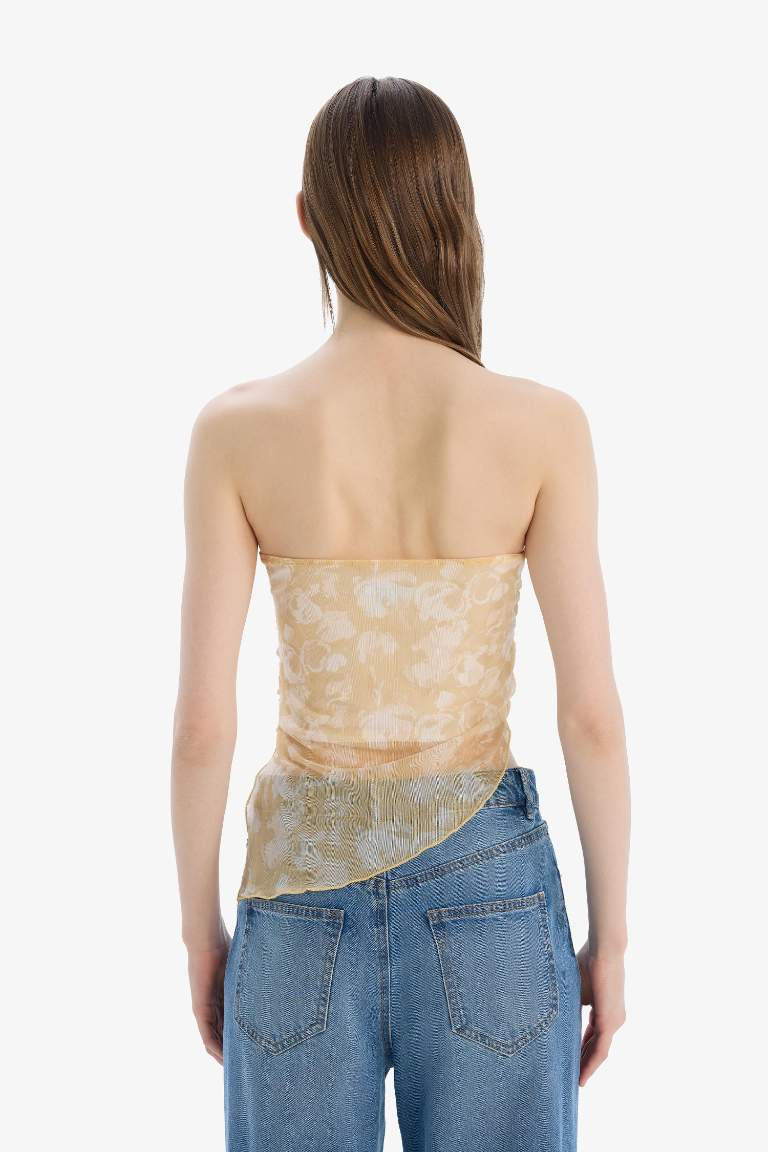 Blouse bustier en tulle imprimé Coupe slim