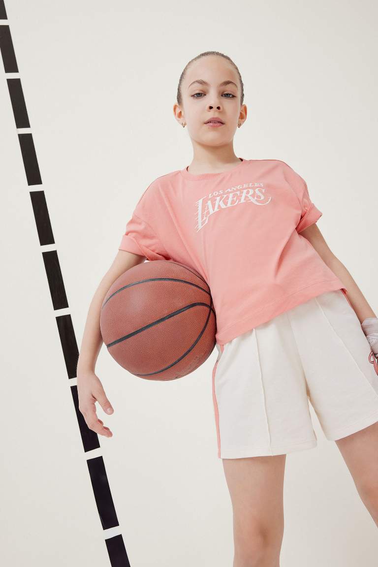 Kız Çocuk NBA Los Angeles Lakers Loose Fit Bisiklet Yaka Kısa Kollu Tişört