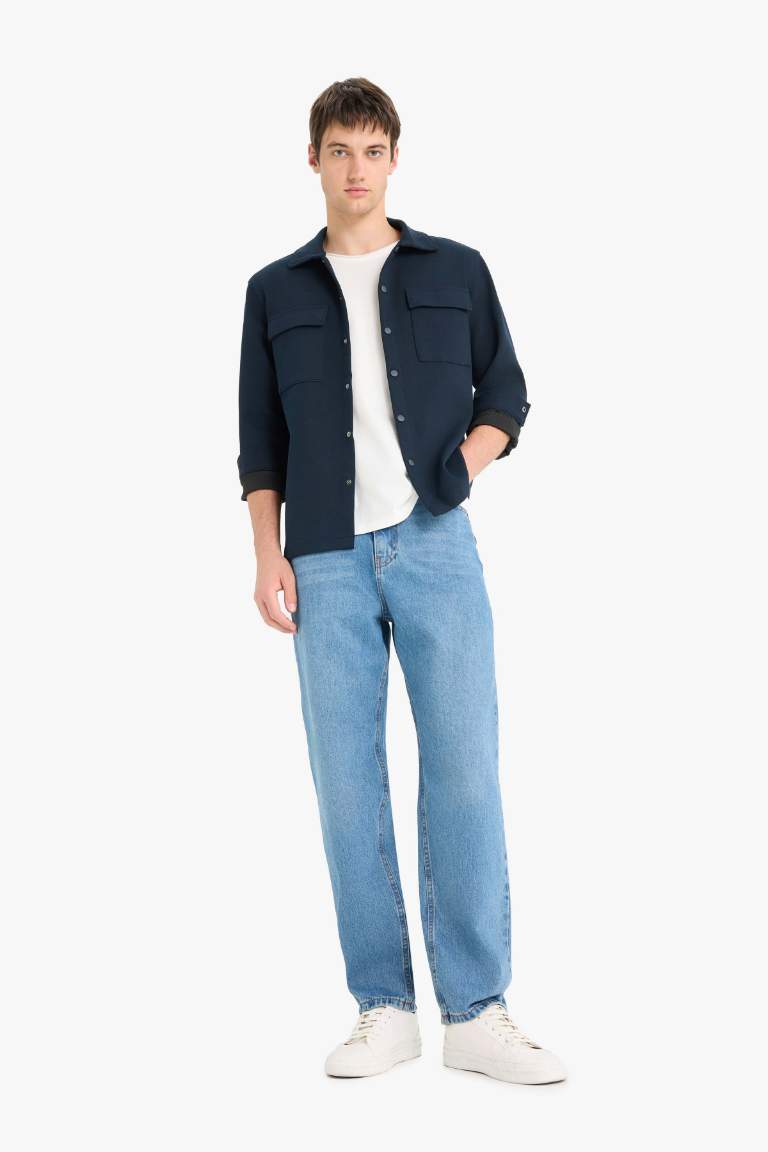 Regular Fit Çift Cepli Twill Uzun Kollu Gömlek