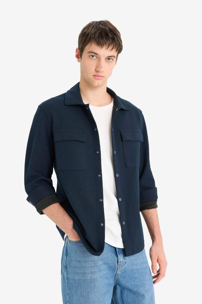 Regular Fit Çift Cepli Twill Uzun Kollu Gömlek
