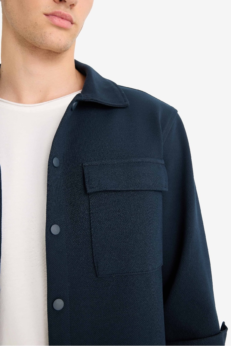 Regular Fit Çift Cepli Twill Uzun Kollu Gömlek